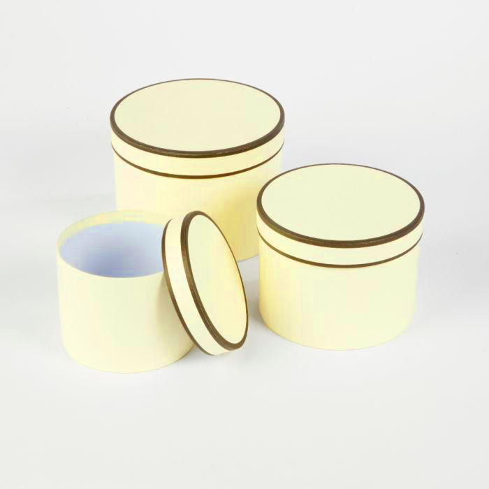 Conjunto Flower Box 3Un. Creme com filete castanho